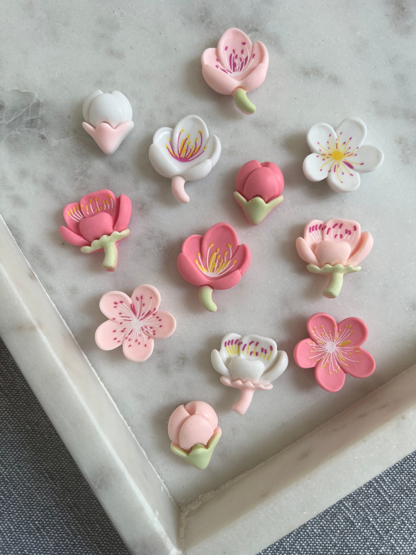 12 Pcs White and Pink Flower Magnets