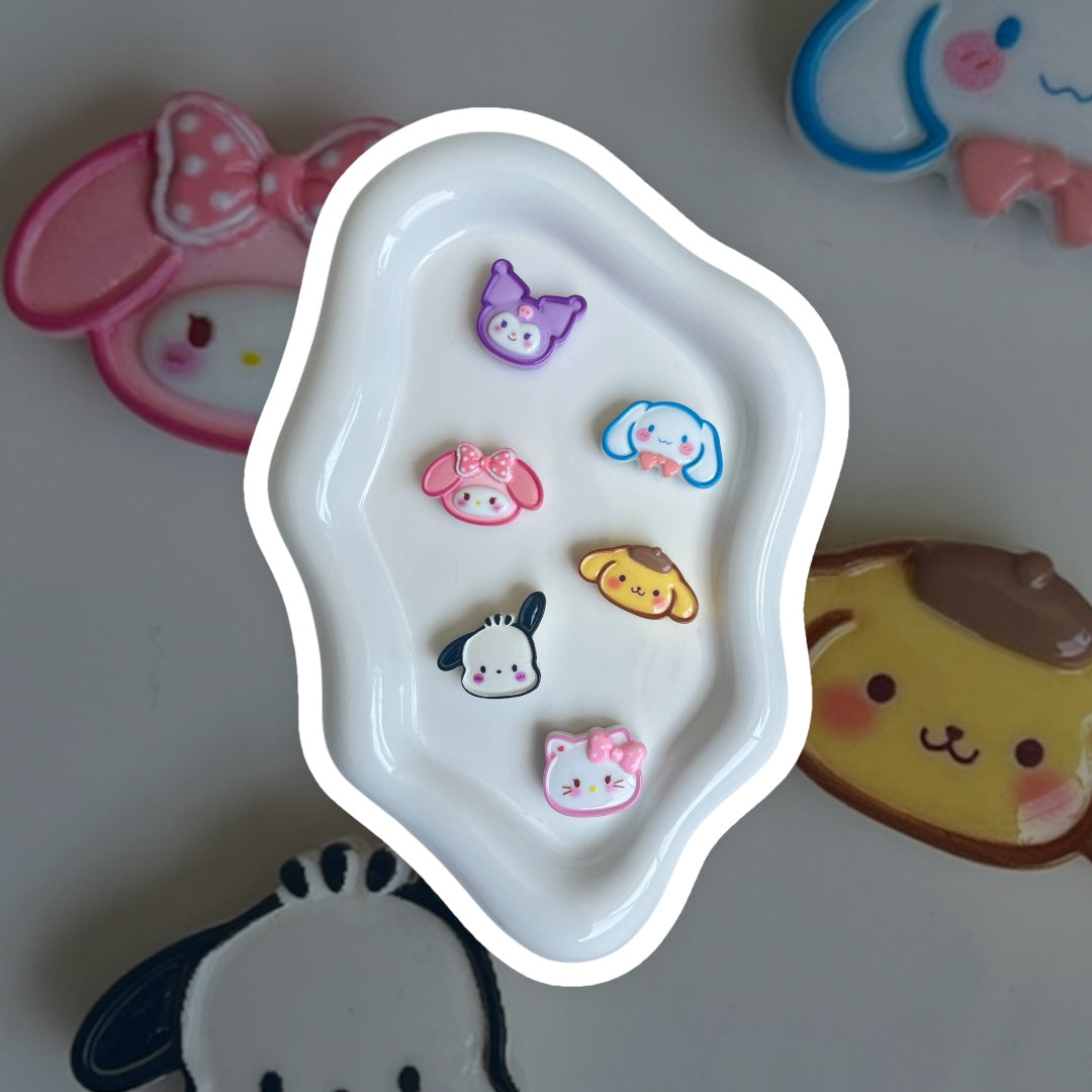 flat lay of sanrio magnets