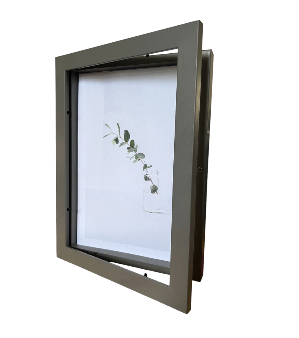 grey front opening magnetic frame